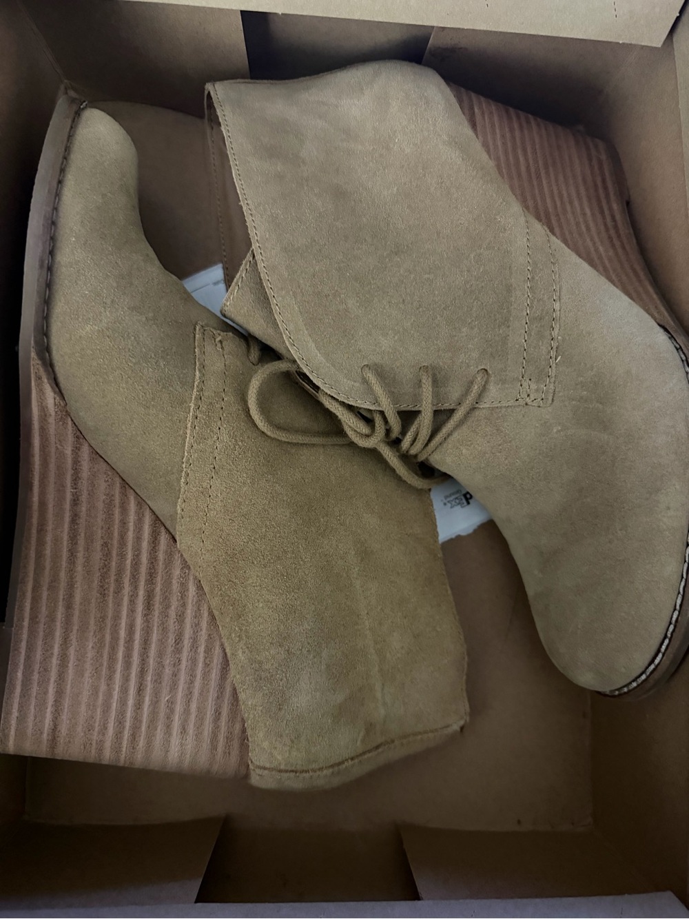 Lucky Brand Tan Suede Lace-Up Ankle Booties